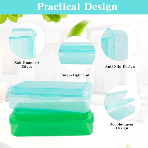 Image of Pencil Case Box, Light Blue Double Layer Large Capacity Plastic Pencil Boxs, Clear Hard Pen Case with Snap-tight Lid,Storage Art Craft Box Marker Organizer for Kids Boys Girls Offices School Supplies