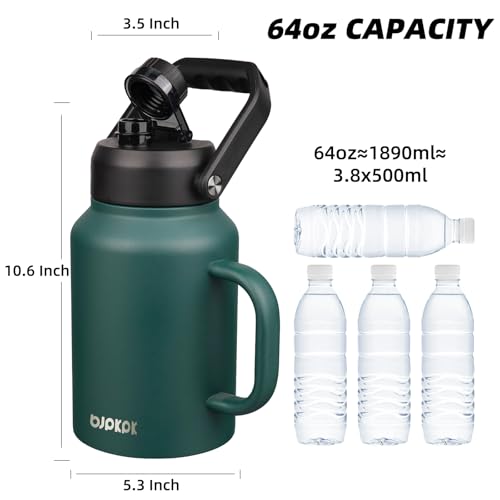 Image of BJPKPK 64oz Stainless Steel Water Bottle, Half Gallon Insulated Water Jug