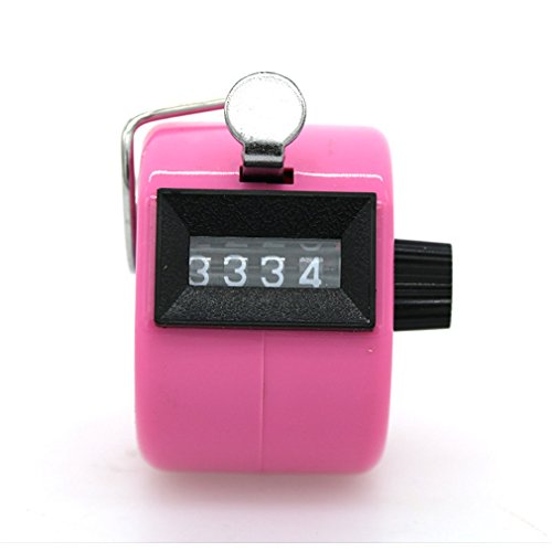 Manual Tally Counter 4 Digit Display Counter Lap Counter with Finger Ring Mechanical Palm Click Counter Pink for Stadium, Casino and Game Scores by TheBigThumb