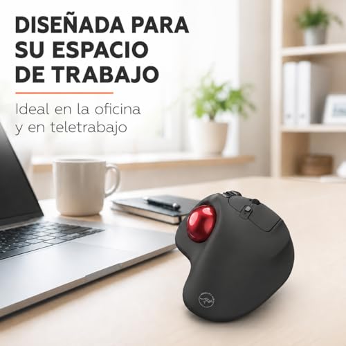 Ratón trackball ergonómico con receptor dual USB y diseño compacto para PC 7