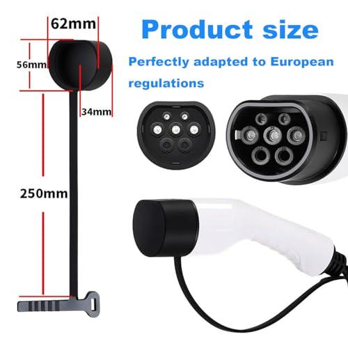 LOTHID Silikon-Schutz für E-Auto-Ladekabel - wasserdichte & staubdichte Steckerabdeckung mit Berührungsschutz | Weiches hitzebeständiges Material | Kompatibel mit Typ2 Ladeanschlüssen