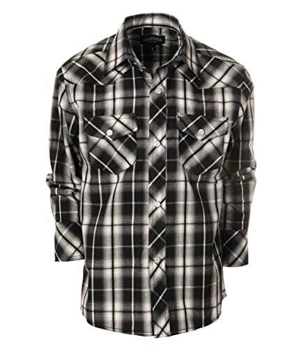 Image of Gioberti Boys Casual Western Plaid Long Sleeve Pearl Snaps Shirt