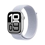 Apple Watch Series 10 (GPS 46 mm) Smartwatch mit Aluminiumgehäuse in Silber und Sport Loop in Blaue Wolke (One Size). Fitnesstracker, EKG App, Always-On Retina Display, CO₂ neutral