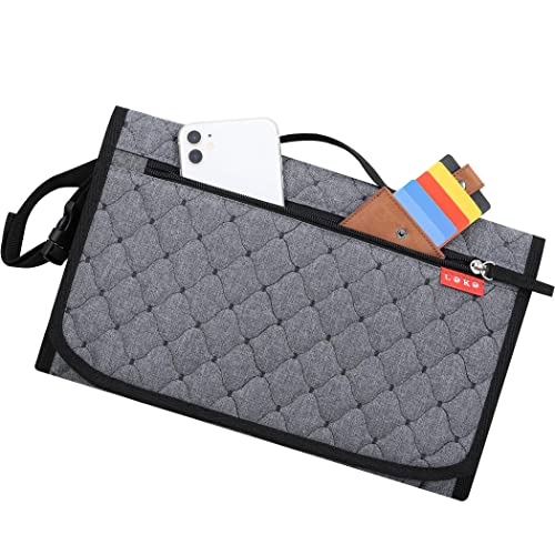 Lekebaby Portable Nappy Changing Mat Travel Baby Change Mat with Wipe-Pocket and Head Cushion, Diamond Quilting Grey - Image 8