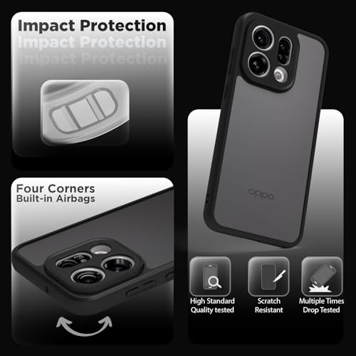 Image of RIGGEAR Shockproof Sleek Hybrid Armor Back Cover Case for Oppo Find X9 5G (Smoke Black Matte PC + Black TPU Bumper)