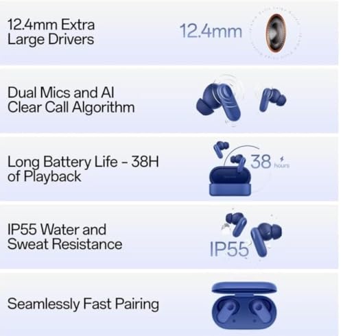 Image of Wireless Bluetooth Earbuds with Charging Case - Touch Control, IPX5 Waterproof, Deep Bass Stereo Sound, Built-in Mic