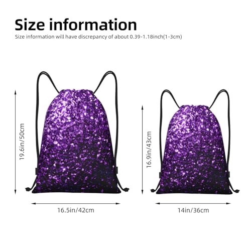 Beautiful Purple Glitter Print Drawstring Bags, Backpack Bag For Shopping, Sport, Yoga, Travel,Gym, Swimming, Beach4