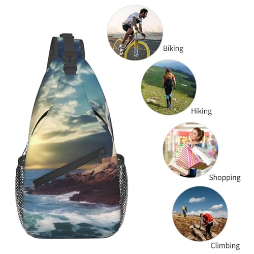 Bolso Sling Unisex Negro para Senderismo y Viaje miniatura 5