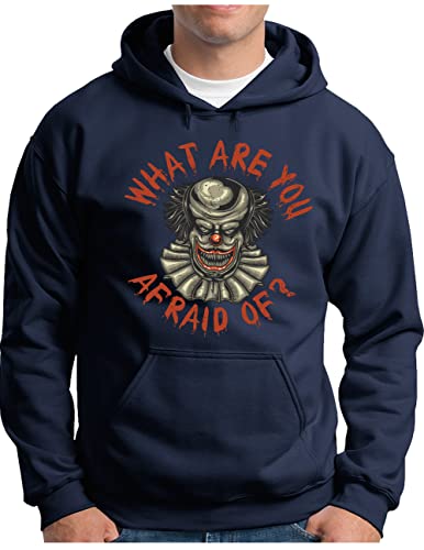 Pull à capuche bleu marine OM3 imprimé grand format clown evil killer M