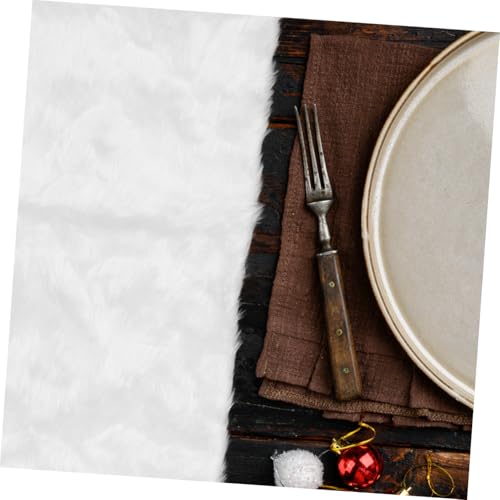 Chemin de table blanc Noël en fourrure synthétique haut de gamme UPKOCH