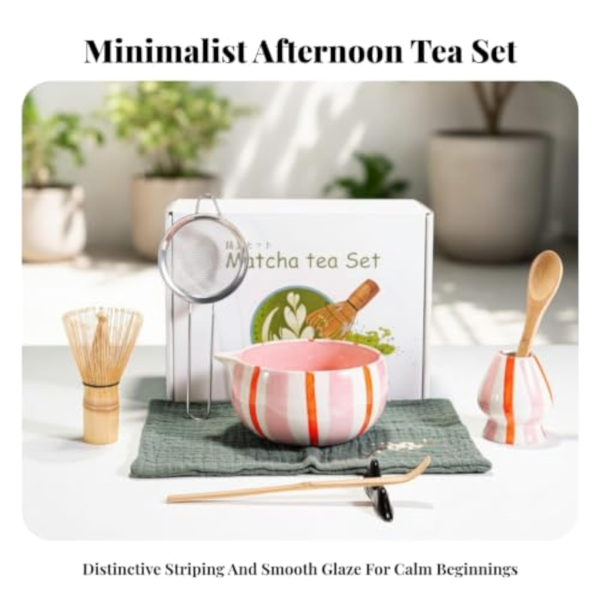 Handmade Ceramic 7-Piece Matcha Set with Whisk, Gift for Tea Lovers