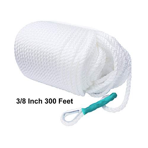 image for B4B BANG 4 BUCK 3/8 Inch 300 Feet Three White Braided Anchor Rope - Po
