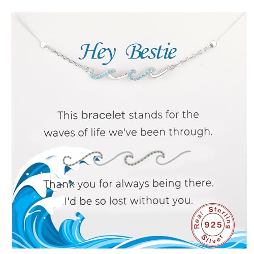 Gift for Best Friends Female,Wave Friendship Bracelet for Women,Bestie Gifts for Women,925 Sterling Silver Bracelet Gifts for Friends Birthday Gift Graduation Gift