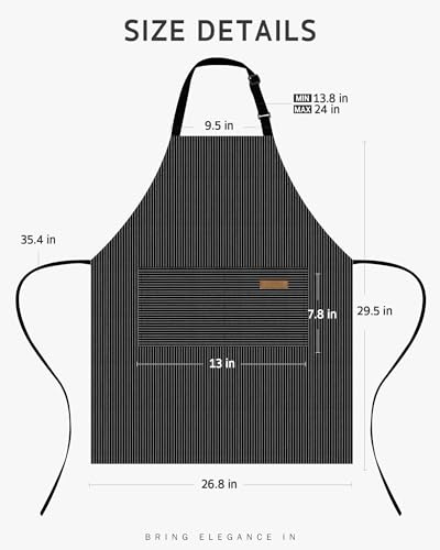 Image of Syntus Chef Apron for Men Women Kitchen Cooking Apron with Pockets, Adjustable Bib Aprons Stain Resistant