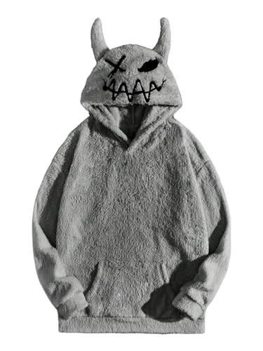 SHENHE Men's Fuzzy Hoodie Cozy Fleece Long Sleeve Lined Gothic Sherpa Hooded Sweatshirt - Main Image