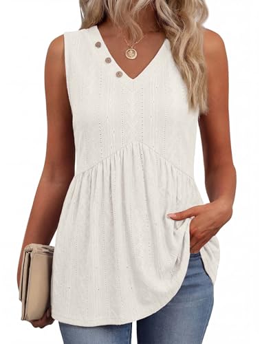 Tank Top for Women Summer Fashion Clothing White Tank Tops Beach Vacation Clothes Resort Wear Cruise...