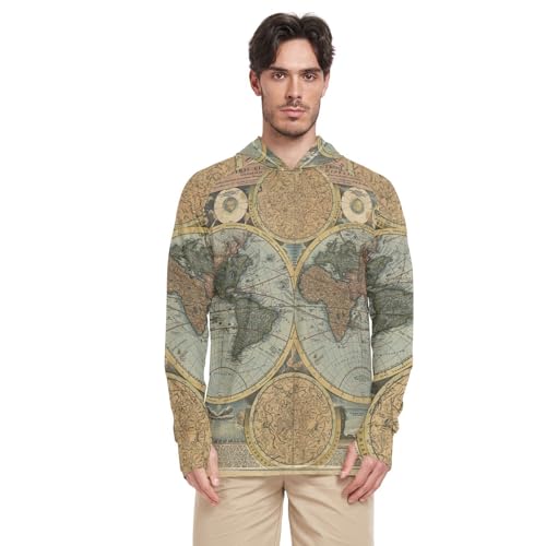 Poeticcity Men's Rash Guard Shirts Hoodie, UPF 50+ Long Sleeve Swimsuit Top Suit S-XXL