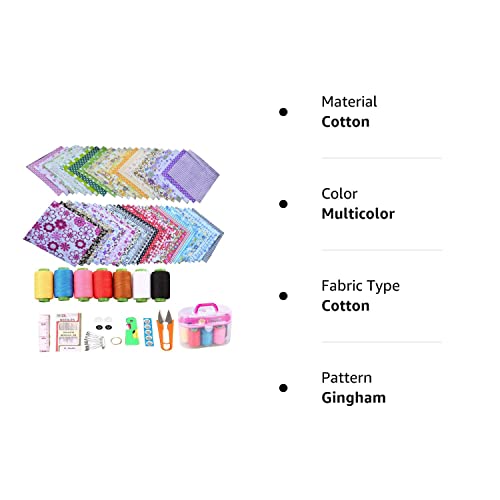 50 Pcs 4" X 4" Craft Fabric, Craft Bundle Patchwork, Pre-Cut Quilt Squares, Quilting Fabric Bundles With Sewing Kit For Diy Artcraft Pattern #TOP7
