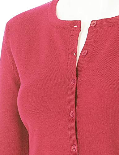 Image of Women's 3 /4 Sleeve Crew Neck Button Down Stretch Knit Cardigan Sweater (S-3XL)