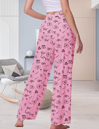 Image of Veseacky Women's Wide Leg Lounge Pants Yoga Pajamas Comfy Stretch Drawstring Pajamas Puls Size Dance Bottoms S-4XL