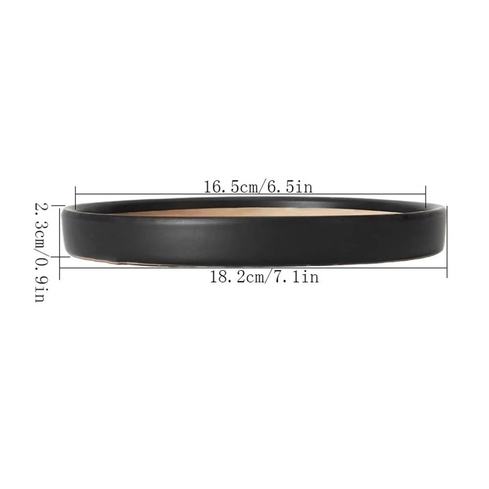 Bandejas para Plantas Bandejas de Goteo Redondas for Plantas de 6,5 Pulgadas, platillo de cerámica for jardinería doméstica Macetas y platillos(Negro)