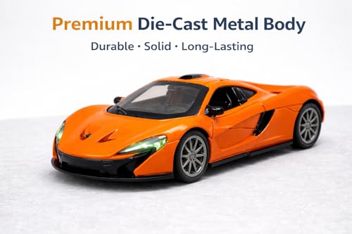 Image of Brand Conquer 1:36 Diecast Model Car with Openable Doors - Alloy Metal Toy Sports Car for Kids & Collectors, Highly Detailed Mini Vehicle for Play & Display (Mclaren 1:32 Orange)