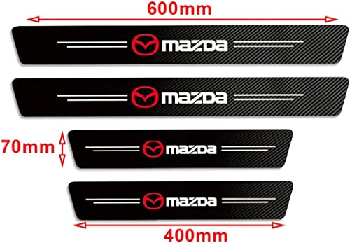 RIDGOEL 4Pcs Car Door Sill Protector for Mazda 2 3 5 6 CX-3 CX-30 CX-5 CX-50 CX-60 CX-7 CX-8 CX-9 Carbon Fiber Leather Car Kick Plates Automobile Accessories Threshold Protection Sticker A