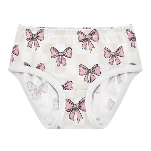 Wusikd Pink Bows White Checkered Girls' Underwear Cotton Girls Briefs Soft Toddler Underwear 2T