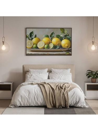 Affiche de feuilles de citrons pour salon moderne chic