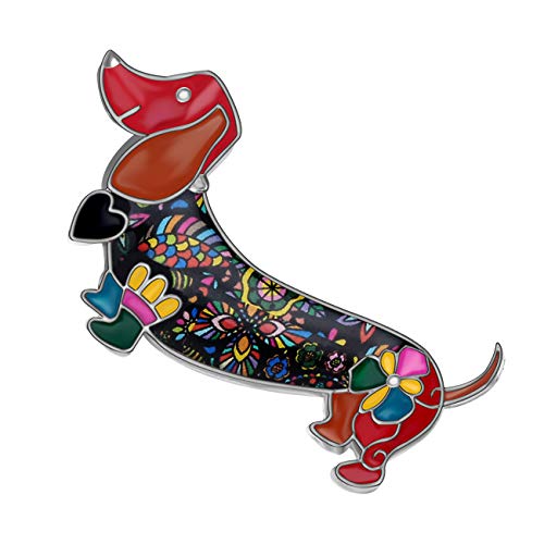 Image of Bonsny Enamel Alloy Sweet Dachshund Dog Brooches Pin Jewelry For Women Girls Novelty Gift Charms