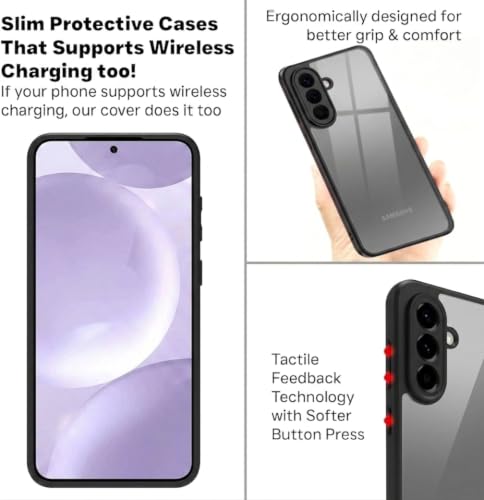 Image of VONZEE Clear Back Case Cover for Samsung Galaxy A17 5G | Shockproof Design | Hard Back Cover Case for Samsung Galaxy A17 5G (PC & TPU, Black)