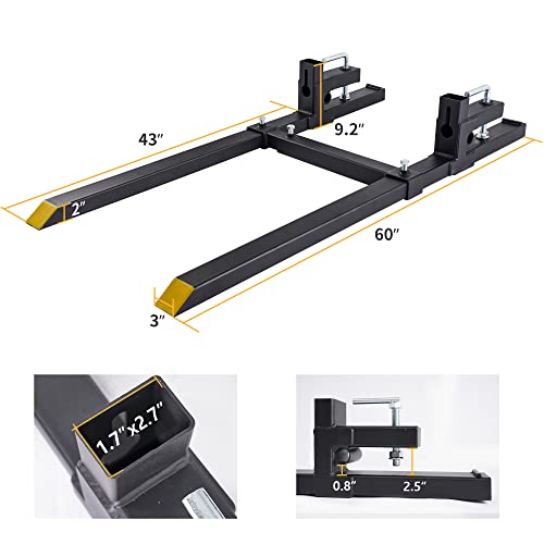 Image of YINTATECH 60 inch 4000 lbs Clamp on Pallet Forks Heavy Duty Bucket Attachment