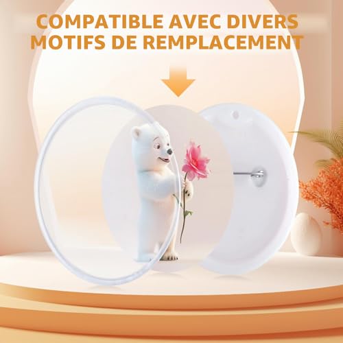 Machine à badge button maker pour créer des pin's et macarons roses
