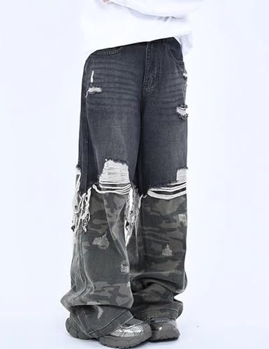 Y2k Camo Jeans Men Wide Leg Denim Pants Graphic Ripped Baggy Jeans Streetwear Women3