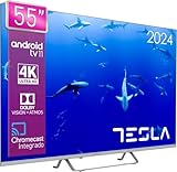 TESLA - Smart TV de 55' (127cm), Televisión Resolución UHD, Android TV 11, Hey Google Official Assistant, WiFi & Bluetooth, 2 Altavoces 12W, Chromecast Integrado, HDR10 3.840x2.160 (55E635SUS) - 2025