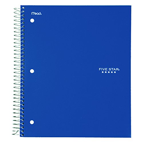 Five Star 06210 Wirebound 3-Subject Notebook, College Rule, 11 X 8 1/2, 150 Sheets, Assorted #TOP4