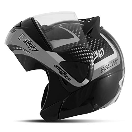 CAPACETE ESCAMOTEÁVEL PRO TORK V-PRO JET 2 CARBON PRETO - CINZA TAM. 60