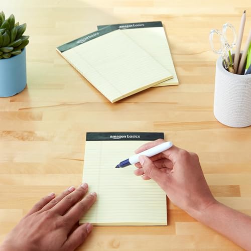 Image of Amazon Basics Narrow Ruled 5 x 8-Inch Writing Pad - Canary (50 sheets per pad, 12 pads per pack,6 packs per carton)