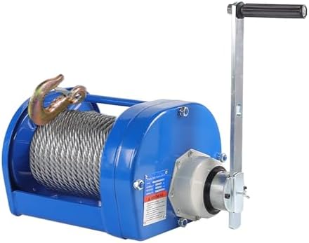 2000kg Manual Winch with 20M Wire Rope, Adjustable Crank Length, 22:1 Gear Ratio, Heavy-Duty Towing Winch for Marine Trailers, 4400lb Load Capacity