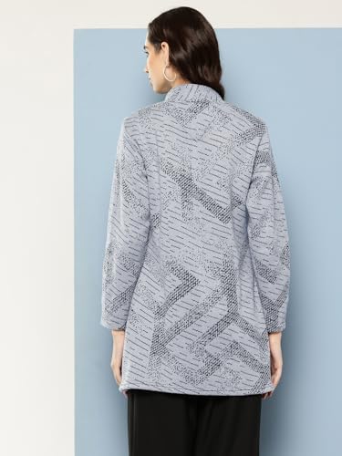 Image of Aarika Womens Winter Wear Lemon Colour Abstract Woolen Cardigan