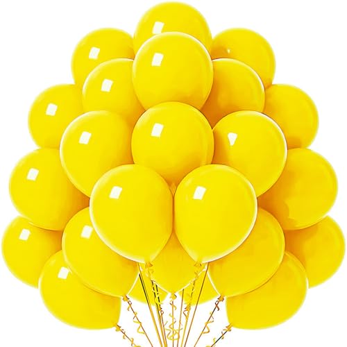 Luftballons Gelb, 30 Stück, 25CM Gelbe Ballons 100% Naturlatex Helium Luftballons, Gelbe Luftballons Geburtstag Party Hochzeit Dekoration