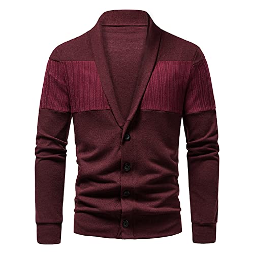 YawYews Suéter casual de solapa para hombre, suéter de manga larga, delgado y cómodo, suéter térmico M-2XL, Rojo Viento, XL Cover