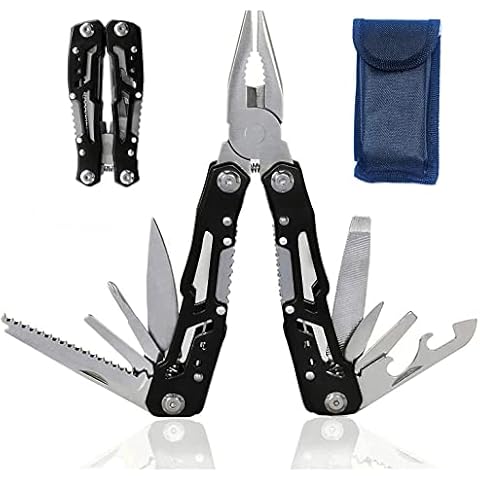 Multitool with Pocket Knife Safety Lock, 14-in-1 Multi-tool Pliers with Nylon Sheath for Men Camping Hiking Fishing Outdoor Survival (Black) Cover