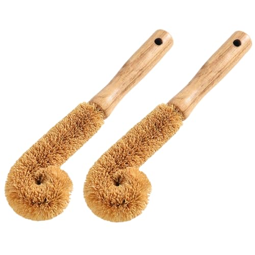 NAMOARLY 2pcs Clean Brush Pot Brush Cup Cleaning Brush Bottle Cleaning Brush Bowl Scrub Brush Dish Scrub Brush Detail Cleaning Brush Cup Scrubber Bottle Brush Bottle Cleaner Brush Wooden