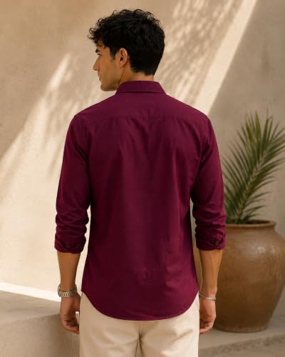 Image of Men Linen Cotton Full Sleeve Shirt for man | Mens Casual Shirt |Shirts for Men Stylish | Men Shirts | Casual Business Party Festival Regular Fit