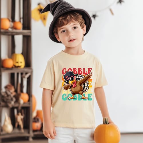 Thanksgiving Shirt for Boys Toddler Kids Funny Turkey Gobble Outfits Pumpkin Season Fall T-Shirt Tee 2-7 Years2