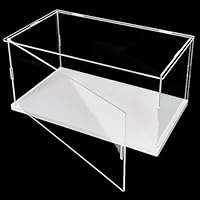 TRUHUI Front-Open Door Thickened Full Size Clear Display Case, Clear Dustproof Showcase with Side Door, Height10CM*Length20CM*Width20CM, White Base