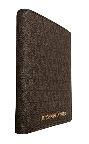Michael Kors Leather Jet Set Travel Passport Holder Wallet Case Brown Signature #TOP2