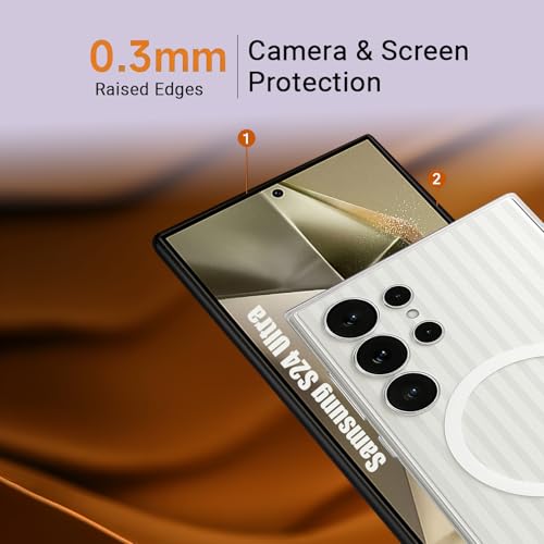 Image of AIBEX Protective Back Case Cover Compatible for Samsung S24 Ultra| Camera & Body Protection| Shockproof,Scratch Resistant| Mag-Saf Wireless Charging Support - White