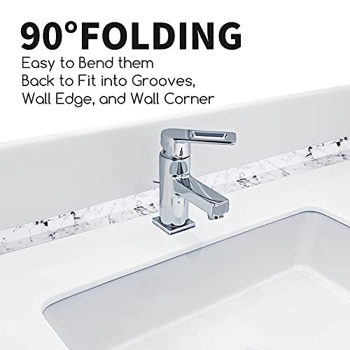 Image of 3 Rolls 10.5 Feet Caulk Tape Toilet Caulking Strip Self Adhesive Bathroom Sealing Peel and Stick Caulk Strip for Bathtub, 1.5 Inches (White Marble)